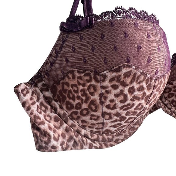 Felina Lingerie Purple Leopard Print Push-Up Bra NWOT Size 34C - Picture 4 of 8